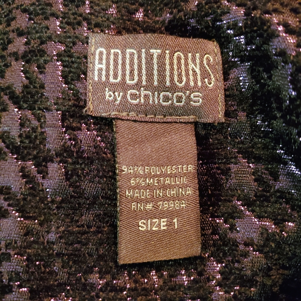 Chico's Additions Metallic Purple Black Jacket Med - Picture 7 of 9